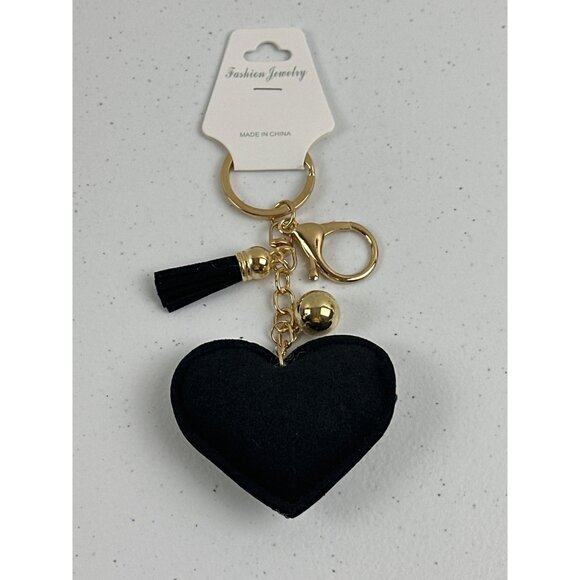Rhinestone Faith Heart Keychain Lead Safe With Tassel & Gold Clip - Picture 3 of 4